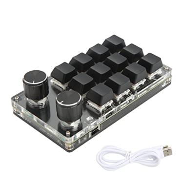 Imagem de Teclado programável de atalho Vomeko, teclado mecânico de uma mão, teclado programável portátil DIY, 12 teclas 2 botões Teclado multifuncional preto portátil DIY com Bluetooth