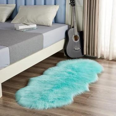 Imagem de Tapete de chão de cor sólida macia, tapete para sala de estar, cor sólida, grande, onda, tapete decorativo, tapete de área, azul, 70x170cm