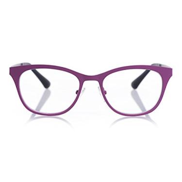 Imagem de eyebobs Irregular Curves Leitoras Premium Femininas, Frente de Aço Inoxidável Rosa com Hastes de Nylon Preto em Acabamento Fosco, Ampliação 2.00