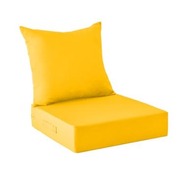 Imagem de IPYNBAP Almofadas externas para móveis de pátio, conjunto de almofadas de assento ao ar livre 61 x 60 x 10 cm, à prova d'água e resistente ao desbotamento, almofada para cadeira de pátio profundo com