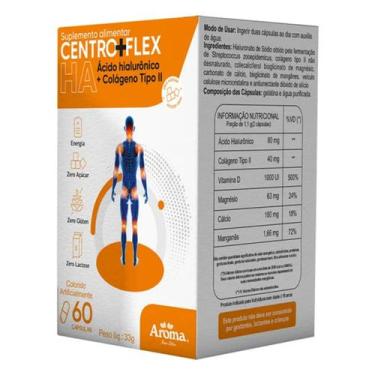 Imagem de Colageno Tipo II com Ácido Hialurônico CentroFlex HA 60 Caps - Aroma