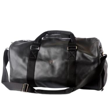 Imagem de Mala Viagem Couro Legítimo Grande Espaçosa Alça Transversal (Preta)