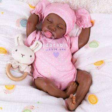 Imagem de Boneca Reborn Baby Doll Aori Black de 18 polegadas com kit de alimentação para crianças