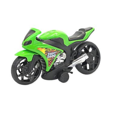 Imagem de Moto De Brinquedo Verde Carenagem Com Rodas Esportivas