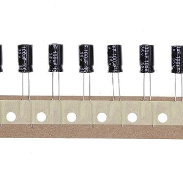 Imagem de 100PCS 35V 100UF Capacitor eletrolítico de alumínio plug-in 6x11 6 * 11mm 35 Volt 100 UF