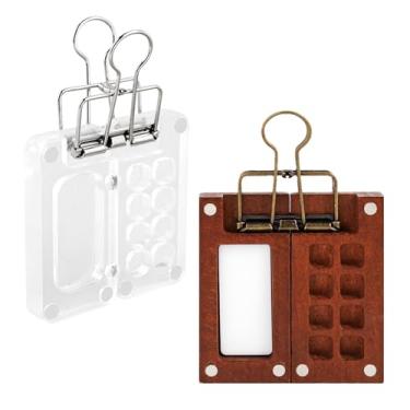 Imagem de Framendino, Pacote com 2 minipaleta de aquarela portátil de 8 grades com clipe caixa de viagem de madeira acrílica