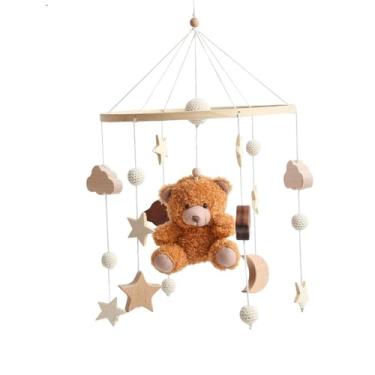Imagem de MERIGLARE Mobile de berçário boho, chocalho de berço para bebês para decoração do quarto infantil, Urso Marrom