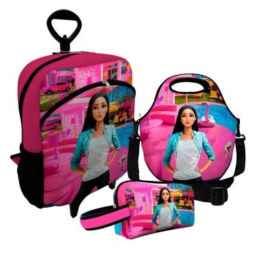 Imagem de Kit Escolar Mochila de Rodinha + Lancheira + Necessaire Plus – ISOPRENE – Menina Glamour-Unissex