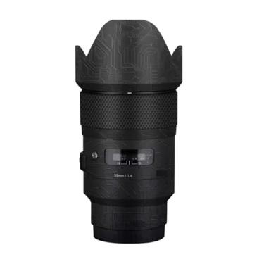 Imagem de Película de lente de câmera 35 1.4 Sony Coat Wrap Película protetora decalque do corpo adesivo anti-arranhões Acessórios para Sigma 35 mm F1.4 DG HSM Art Apto para Sony Mount Camera 1:1.4 (preto