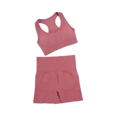 Imagem de Conjunto de Yoga Sem Costura Feminino - Roupas de Ginástica e Fitness,