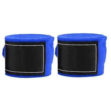 Imagem de equlup 1 par de envoltórios de mão de boxe, 2,5 m / 98 pol comprimento 5 cm / 2 polegadas largura artes marciais bandagem de mão, luvas de proteção de pulso para Sanda Muay Thai Taekwondo (azul)