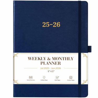 Imagem de Planner Vondafe 2025-2026 Academic Leather, capa dura, azul marinho