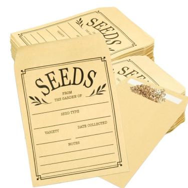 Imagem de Envelopes de sementes CANIPHA, 200 unidades, papel pardo, 8 x 12 cm, podem ser fechados novamente