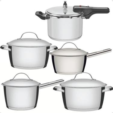 Imagem de Jogo Panela Pressão Indução Caçarola Caldeirão Inox Tramontina, Inox