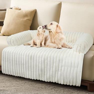 Imagem de Luxuosa cama de sofá-cama, capa de sofá para cães lavável, protetor de sofá removível para cães, à prova d'água, cama de cachorro para sofá, capas de sofá para cães (branco, GG)