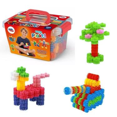 Imagem de Maleta de Blocos de Montar 100 Peças de Engrenagens Coloridas