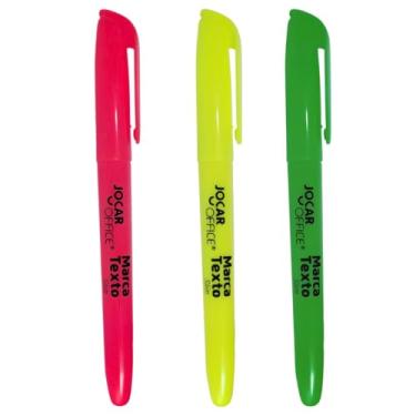 Imagem de Kit 3 Caneta Marca Texto Slim Amarela Rosa Verde