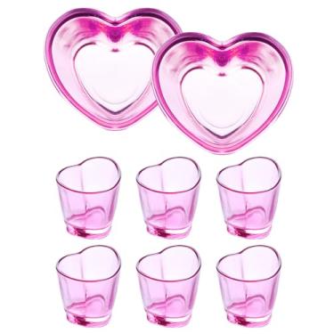 Imagem de Jaepsing, Conjunto de 6 copos de shot em forma de coração de 42,5 g/copo rosa fofo para acessórios de carrinho de bar/soju/fofo/granel/tequila