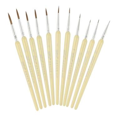 Imagem de YOKIVE 11 pincéis de tinta de ponta pontiaguda, pincel de pintura acrílica, pequenos pincéis de pintura em miniatura, ótimos para aquarela a óleo, tela facial, artesanato profissional, (amarelo)