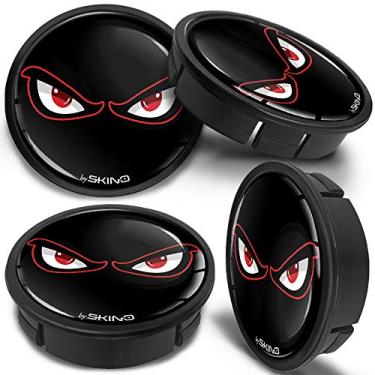 Imagem de SkinoEu 4 x 60 mm ABS Centro de Roda de Liga de Carro Universal Aros Hub Centro Capotas Auto Tuning Logotipo Emblema Preto Gloss No Fear CX 7