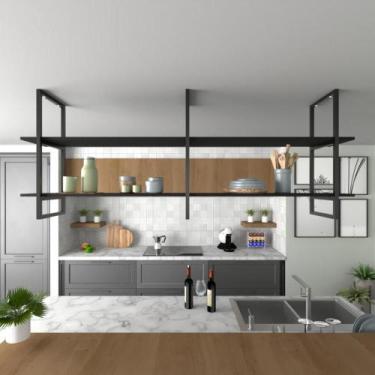 Imagem de Prateleira industrial cozinha Prateleira de ferro e madeira nicho indu