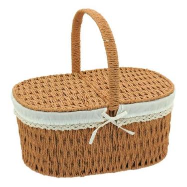 Imagem de CESTA PIQUENIQUE FIBRA 38x40x19cm NATURAL DECORATIVA ORGANIZADOR - NH
