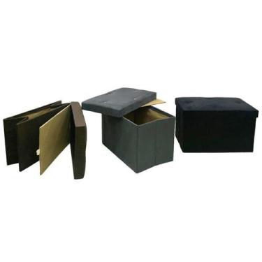 Imagem de Puff Baú Dobrável Prático e muito útil em Suede - Art. Belle, Preto
