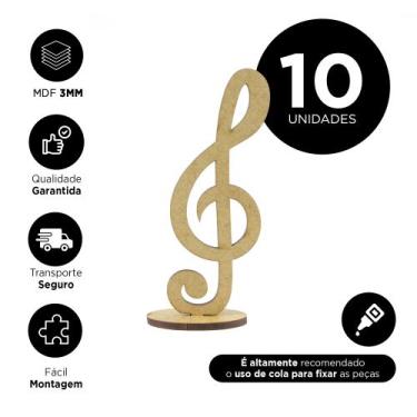 Imagem de  Kit 10 MDF Nota Musical Clave de Sol Decoração Lembrancinha  - Abstra