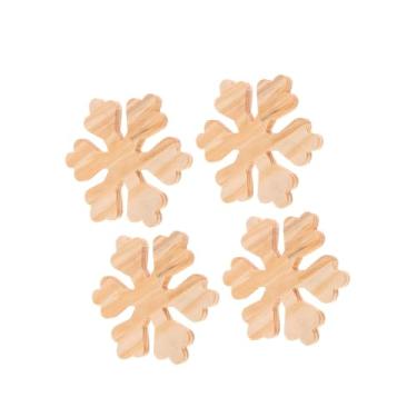 Imagem de Conjunto 4 Descansos para Panela em Madeira Pinus Floco de Neve 20cm x 20cm x 1,6cm - Woodart