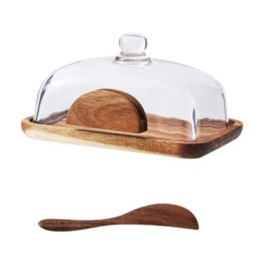 Imagem de Nishiyuenyi Cupcake exibir suporte para bolo, prato de manteiga com tampa de vidro, cúpula de sobremesa de vidro com base para comida