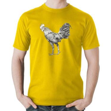 Imagem de Camiseta Algodão Galo Desenho - Foca na Moda, Amarelo, M