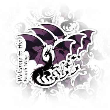 Imagem de Conjunto de 3 peças adesivo engraçado Bem-vindo à quarta asa ACOTAR dragão roxo humor meme adesivo Bookish Hard Hat impermeável 5 cm de vinil cortado para garrafa de água, laptop, telefone para amigo