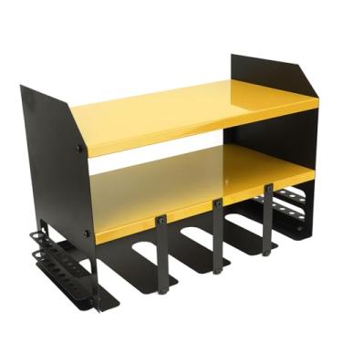 Imagem de Organizador de ferramentas elétricas, suporte de parede, fácil de instalar, rack de armazenamento de ferramentas elétricas multifuncional para oficina (amarelo)