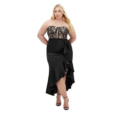 Imagem de City Chic Vestido feminino Citychic Plus Size de renda com babados, Preto, 48