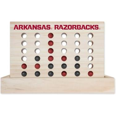 Imagem de Rico Industries NCAA Mini Travel Team 4 in A Row Mini Game- Wooden, Team Colors, 5.5" x 8" (Arkansas Razorbacks)