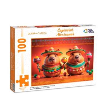 Imagem de Quebra Cabeça Capivaras Mexicanas Infantil +4 Anos 100 Peças Interativ