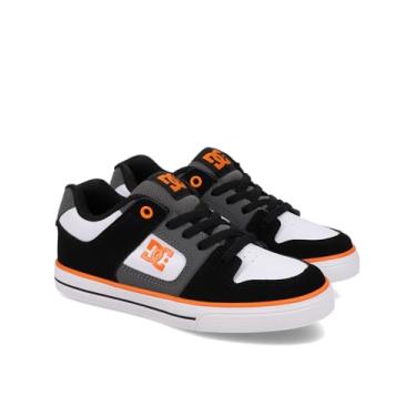 Imagem de DC Shoes Tênis de skate unissex infantil com elástico puro, Preto/cinza/laranja, 12 Little Kid