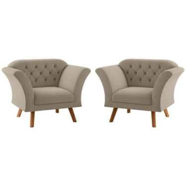 Imagem de Conjunto Poltrona Decorativa Roseira Inca Castor  - CasaH