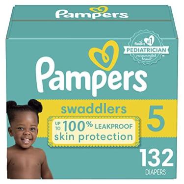 Imagem de Fraldas Tamanho 5, 132 Contagem - Pampers Swaddlers Fraldas descartáveis para bebês, (embalagem pode variar)