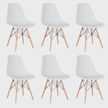 Imagem de Conjunto 6 Cadeiras para Sala de Jantar Eames Eiffel Dkr Branco