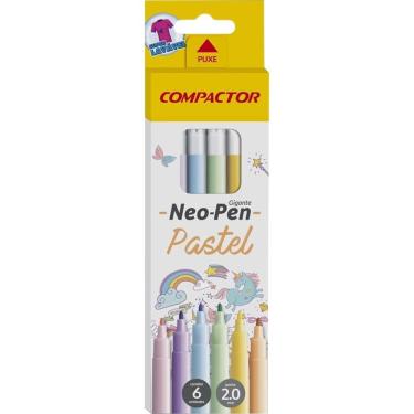 Imagem de Compactor Caneta Hidrográfica Neo-Pen Gigante Pastel 6 unidades Ponta 2.0 mm