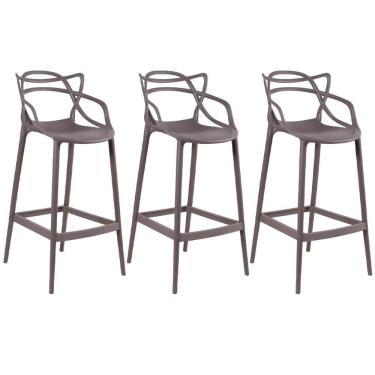 Imagem de Kit 3 Banquetas Altas Masters Allegra 76 Cm Fendi