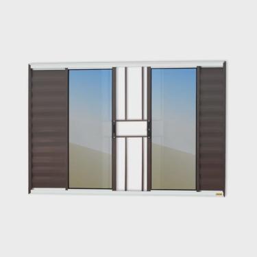 Imagem de Janela Veneziana Confort 6 Folhas com Grade Vidro Reflex 120cm x 200cm Brimak