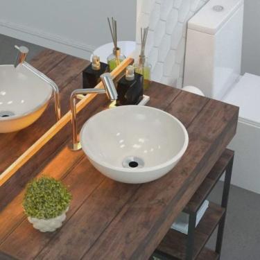 Imagem de Kit 2 Cubas de Apoio para Banheiro R30w Redonda Compace Bege