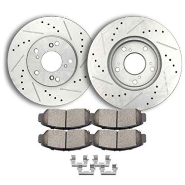 Imagem de ECCPP 31305 D787 2 discos de freio dianteiros + 4 pastilhas adequadas para Acura CSX 2006 2008-2011, Honda Civic 2006-2010, Honda para Accord 2003-2007