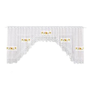 Imagem de Cortina Bando Renda Cascata Cozinha Girassol 3,15X0,95