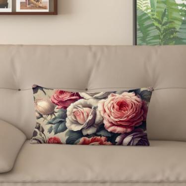 Imagem de Capa de almofada com estampa digital retrô rosa com zíper invisível, vários tamanhos para decoração de sofá, sala de estar e quarto (61 x 81 cm, FGMG-D)