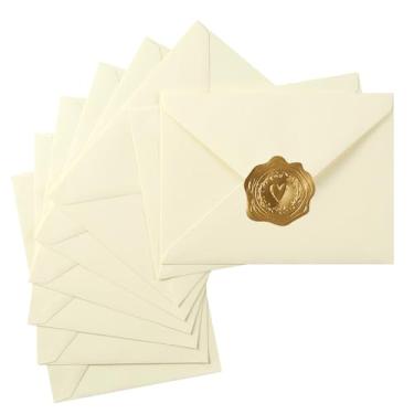 Imagem de Pacote com 50 envelopes A7 coloridos 12 x 18 cm, envelopes de convite com aba em V para cartões de 13 x 18 cm, aniversário, casamentos, formaturas, cartões de felicitações, chá de bebê 13 x 19 cm (cor