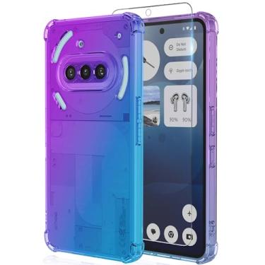 Imagem de Osophter Capa For Nothing Phone 3A: Mulheres Meninas com Protetor de Tela Cantos Reforçados TPU Absorção de Choque Flexível Cor Gradiente para Nada Capa Telefone 3A (Roxo Azul)