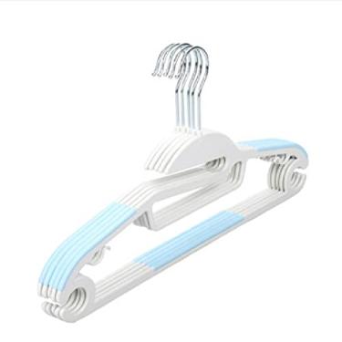 Imagem de Conjunto de cabides de plástico com 10/20 peças – cabides antiderrapantes premium com gancho giratório de 360° graus, resistentes e econômicos para ternos, jaquetas cinza para uso interno (bege 41 x